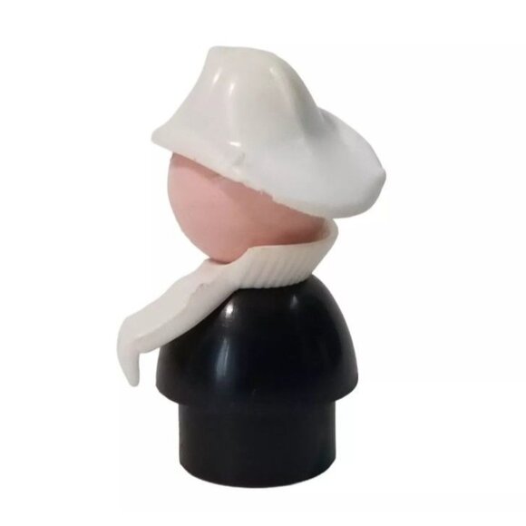 Vintage Fisher Price Little People Fireman Figure Retro Toy Black White 1980s - Picture 4 of 7